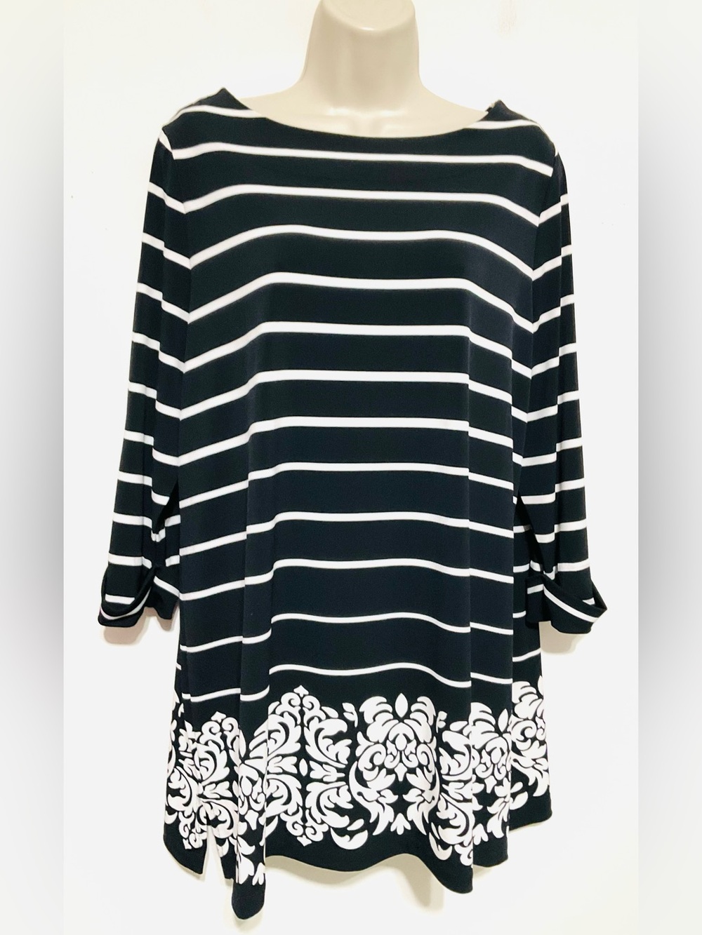 Charter club tunic top black white striped. Size 0X